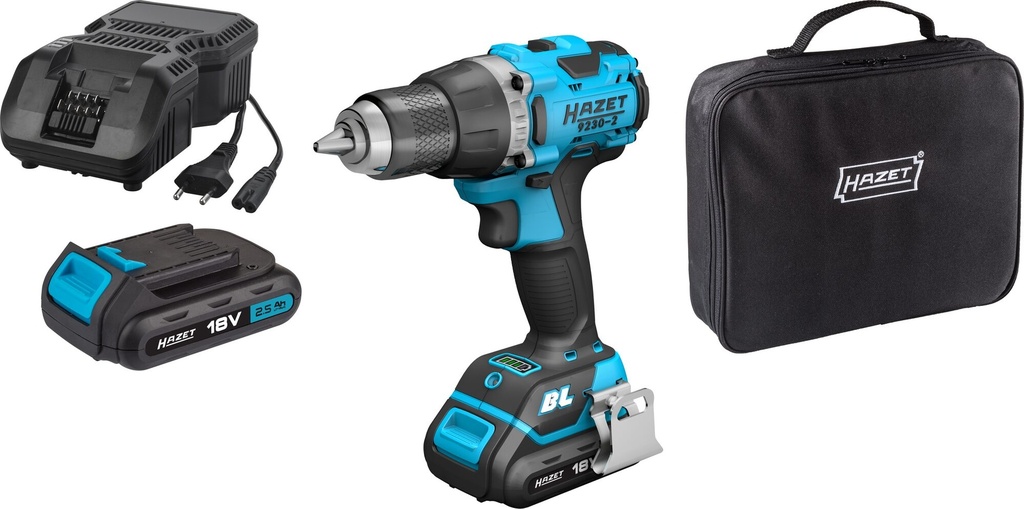 [9230-2] HAZET Jeu de perceuses-visseuses sans fil ∙ 18 volts ∙ 2,5 Ah (ampères/heure) ∙ 3 pièces 9230-2 ∙ 3 pièces