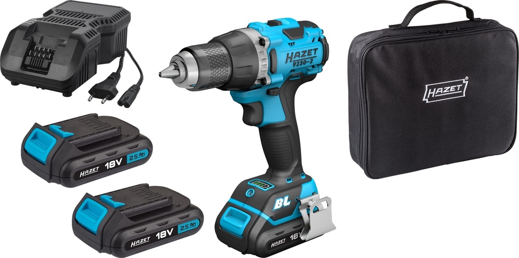 [9230-2/4] HAZET Jeu de perceuses-visseuses sans fil ∙ 18 volts ∙ 2,5 Ah (ampères/heure) ∙ 4 pièces 9230-2/4 ∙ 4 pièces