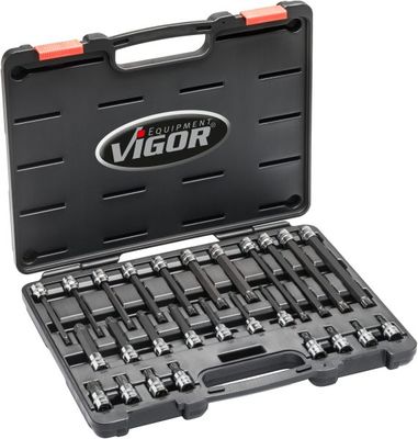 [V6018] VIGOR - Jeu de douilles mâles à denture multiple (XZN) ∙ taille M5 – M16 ∙ 26 pièces