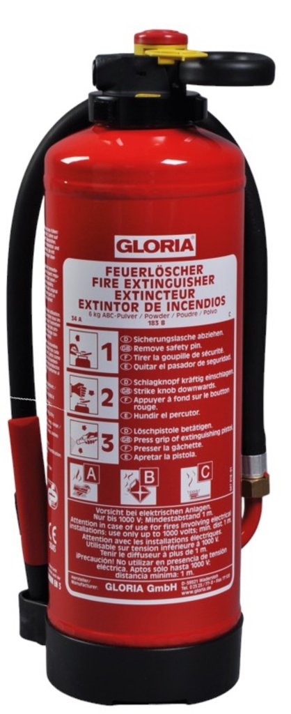 [000510.0000] GLORIA FEUERLOESCHER PULVER PSE6 / EXTINCTEUR CLASS ABC GENORMT DIN 3 EUR DUREE DE VIE 20 ANS