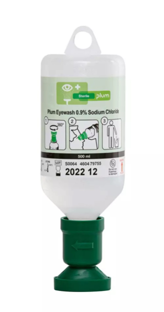 [280042WE] AUGENSPÜLFLASCHE PLUM 4604 - 500ML 0,9% NaCl-LÖSUNG MIT SCHUTZKAPPE (BIDON)