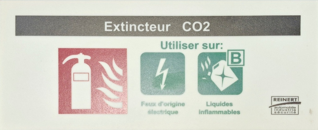 [RETT1249] [⚠Déstockage] EXTINCTEURS CO2 'B'  KUNSTSTOFF LANGNACHLEUCHTEND 85X200MM MIT TEXT REINERT (PIECE)