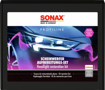 SONAX 04056410 PROFILINE Kit complet de restauration de phares - 26 pcs
