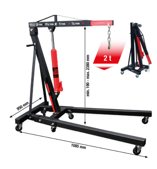 [160.1290] KSTools 160.1290 Performance Grue d’atelier, pliante, 2 000 kg