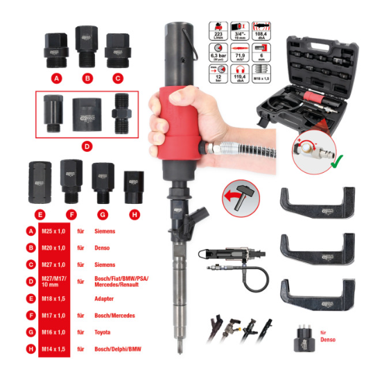 [152.1130] KSTools 152.1130 Set d’extracteur d’injecteurs à air comprimé, 13 pcs