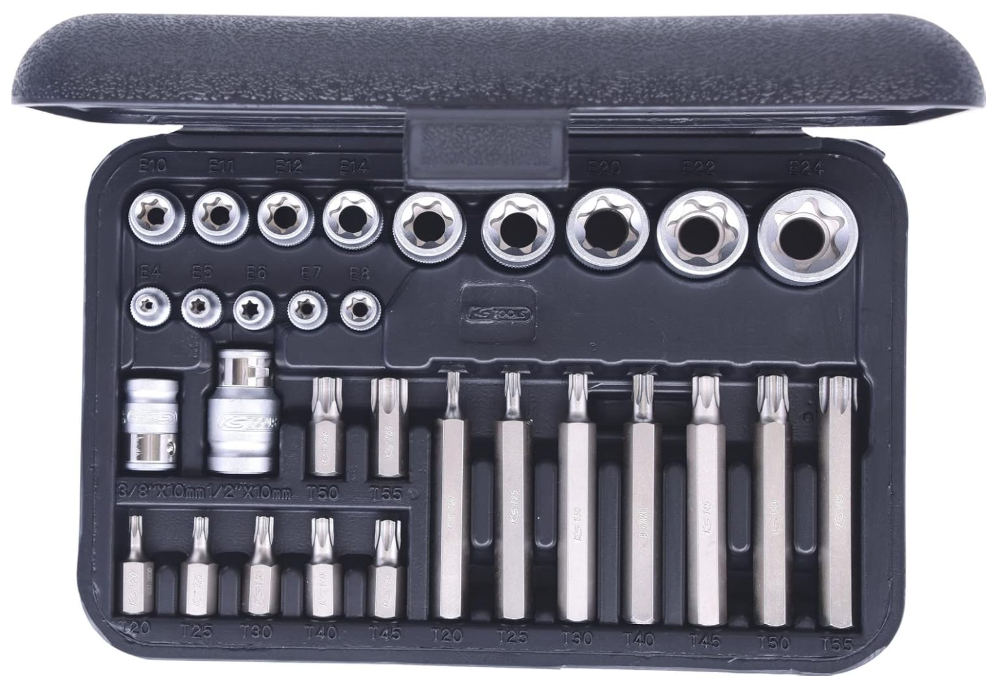[911.4301-1] KSTools 911.4301-1 Coffret de douilles et d'embouts KS, 30 pièces - 14 Torx 30 mm + 75 mm