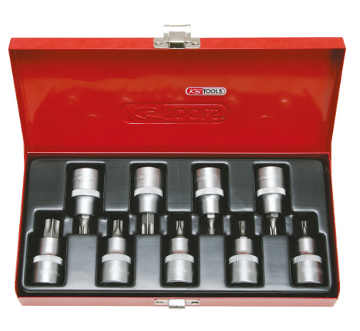 [911.1386] KSTools 911.1386 1/2" Jeu de douilles tournevis Torx percé, 9 pcs, TB20-TB60