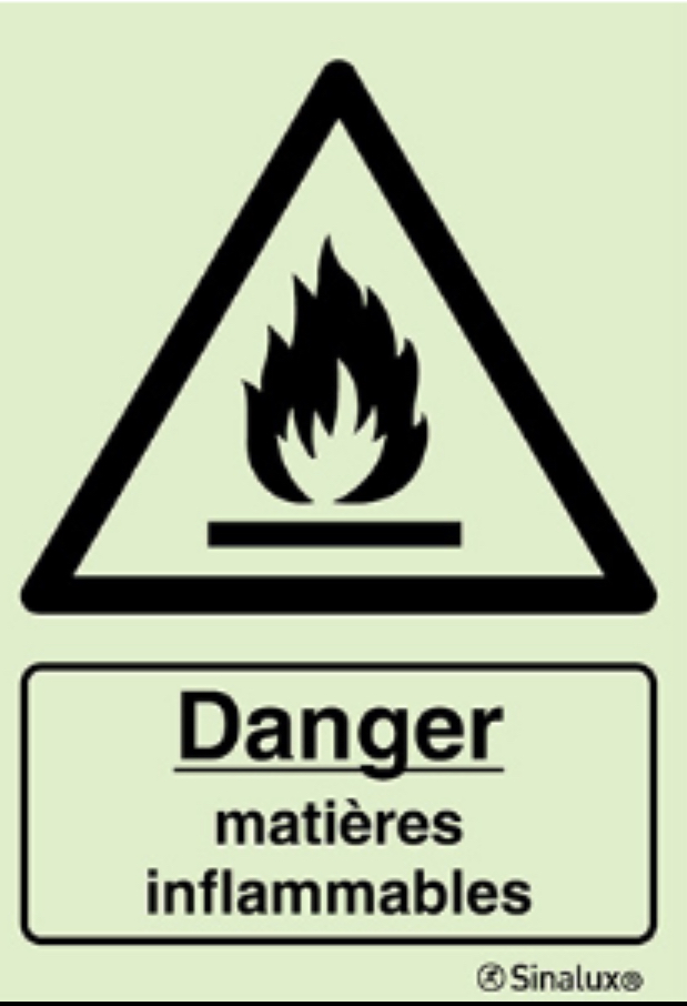 [F3156] PICTO DANGER MATIERES INFLAMMABLES 150x200 PHOTOLUMINESCENT