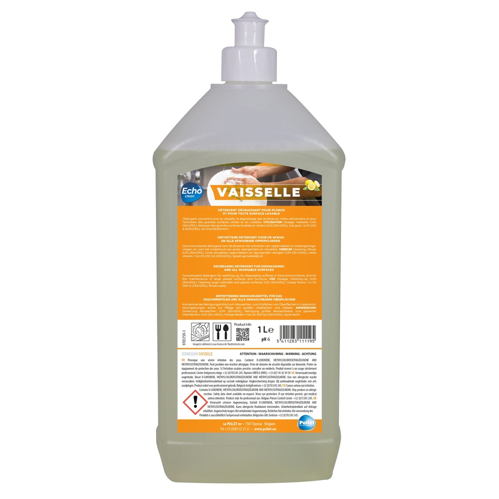 [1100970] [1100970] ECHOCLEAN VAISSELLE (1 1L) Détergent plonge manuel