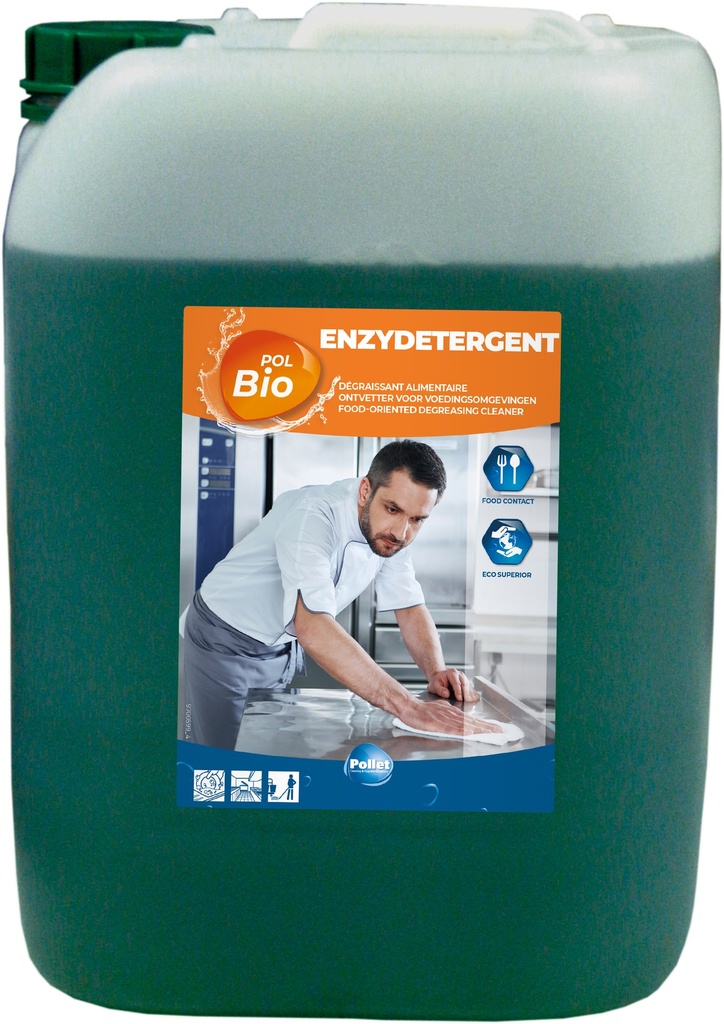 [1102923] POLBIO ENZYDETERGENT (1 X 10 L) Détergent enzymatique pour la plonge et les sols