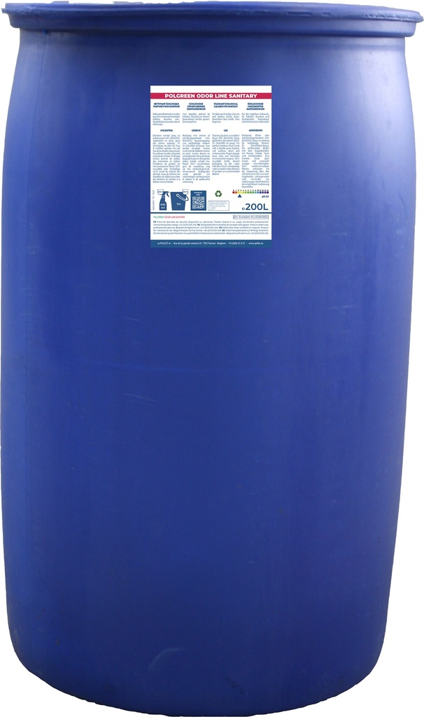 [2112295] POLGREEN ODOR LINE SANITARY (200L) Nettoyant détartrant écolabellisé, ultra concentré, pour l'environnement sanitaire