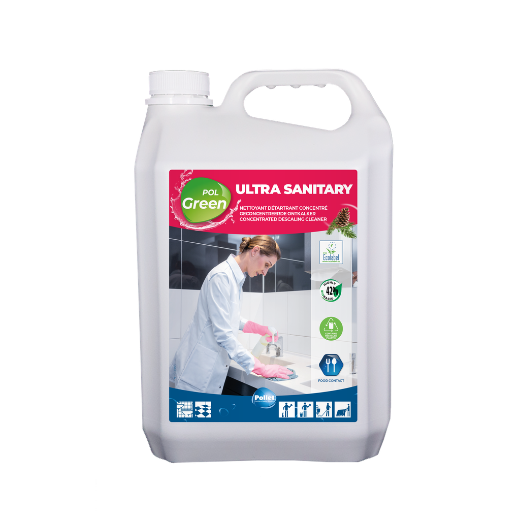 [3300358] POLGREEN ULTRA SANITARY (2 x 5L) Nettoyant détartrant écolabellisé, ultra concentré, pour l'environnement sanitaire