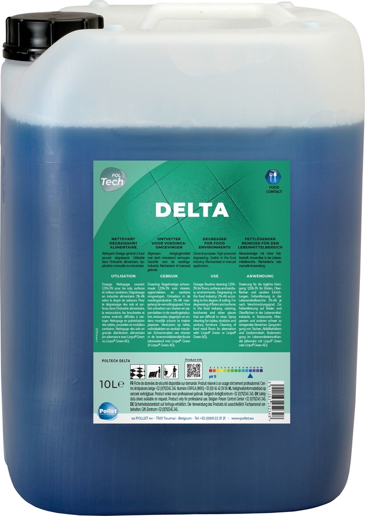 [2500423] DELTA (10L) Nettoyant alimentaire pour nettoyage du film savon methode GMS
