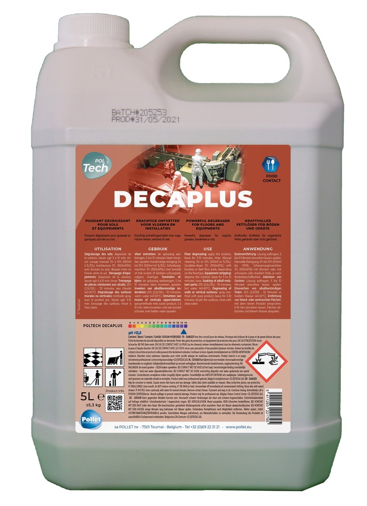 [2209917] [2209917] POLTECH DECAPLUS ( 5L) Puissant dégraissant pour graisses organiques, durcies ou non