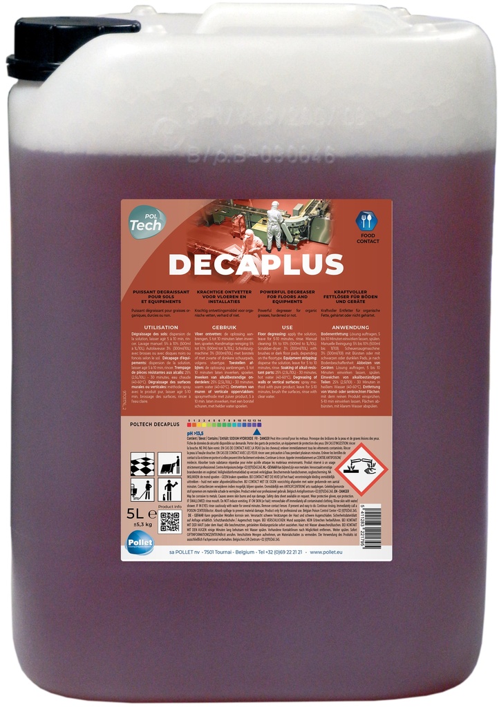 [2205323] POLTECH DECAPLUS (10L) Puissant dégraissant pour graisses organiques, durcies ou non
