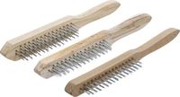 [85815BG] BGS - 85815 - Jeu de brosses à fil d’acier Manche en bois 2-, 3-, 4-rangées 3 pièces
