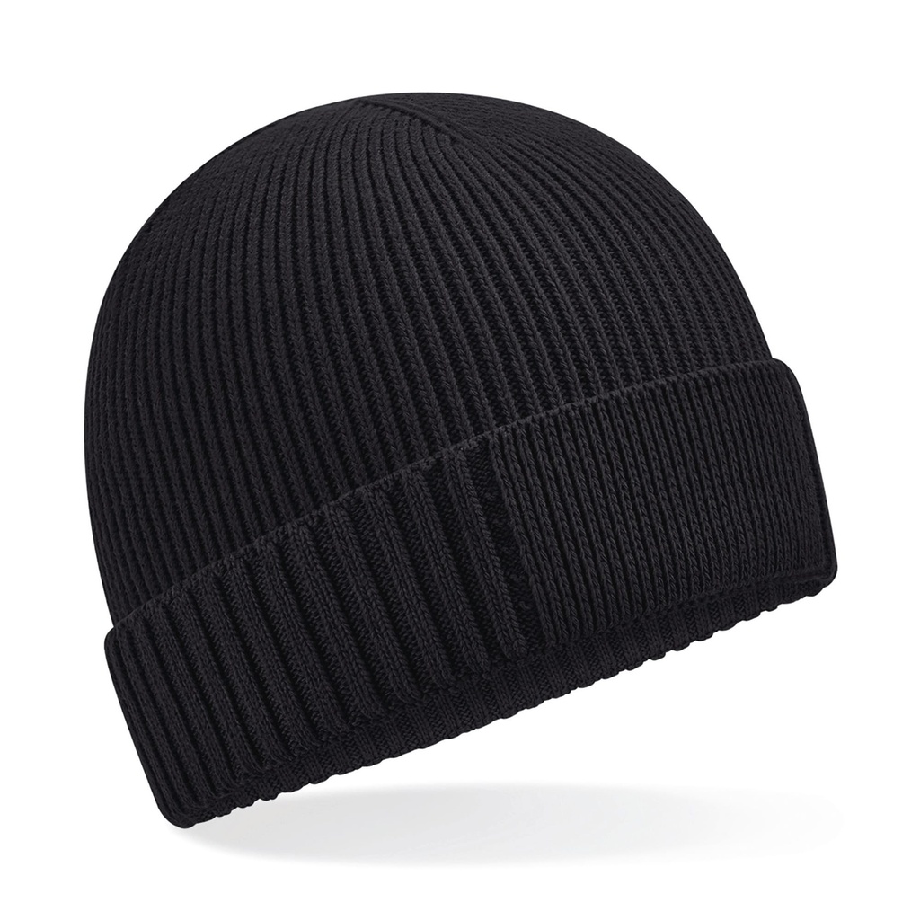 [B438N-Black-OneSize] B438N - Bonnet en coton biologique avec patch technique - Black