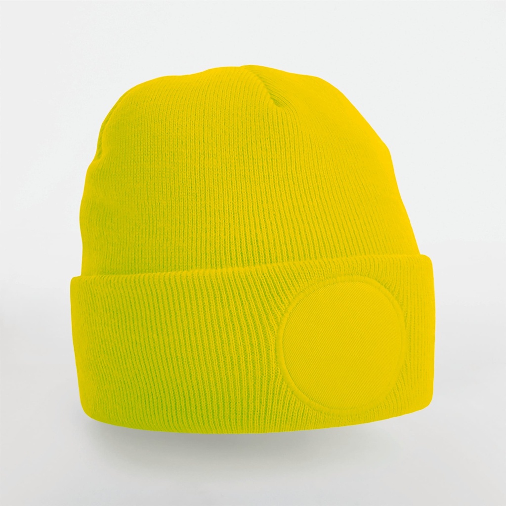 [B446-FluorescentYellow-OneSize] B446 - Bonnet à patch rond - FluorescentYellow