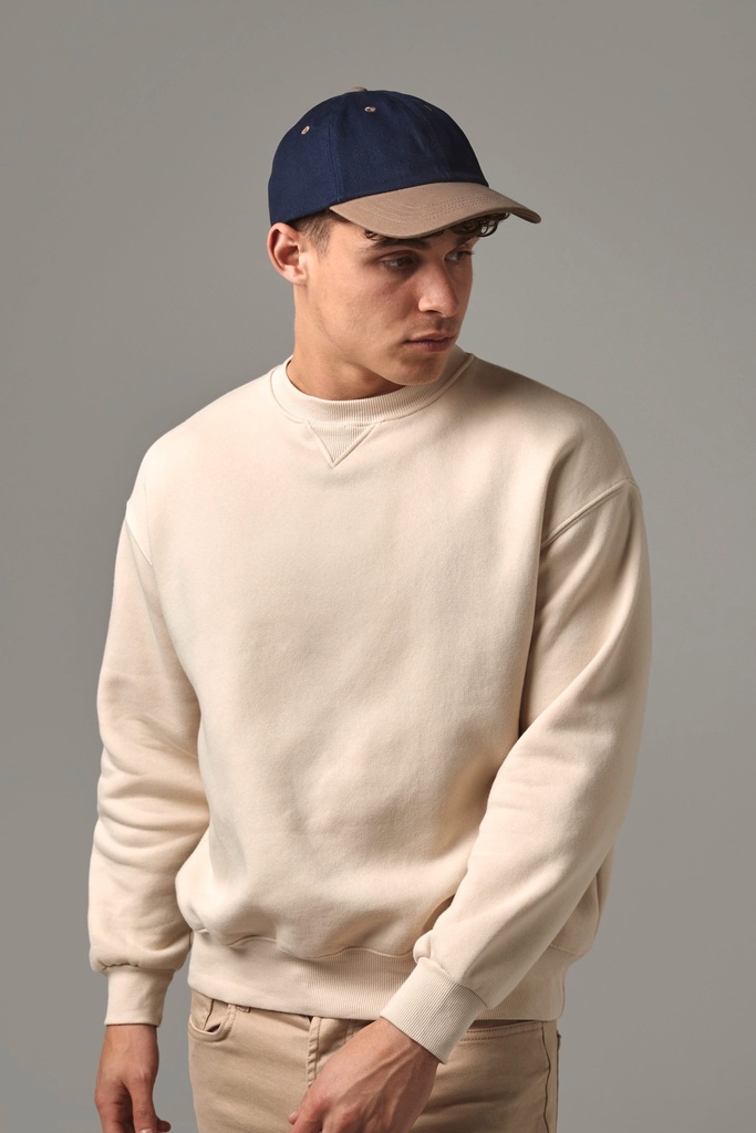 [B57-FrenchNavy-OneSize] B57 - Casquette homme profil bas en coton brossé - 6 panneaux - FrenchNavy