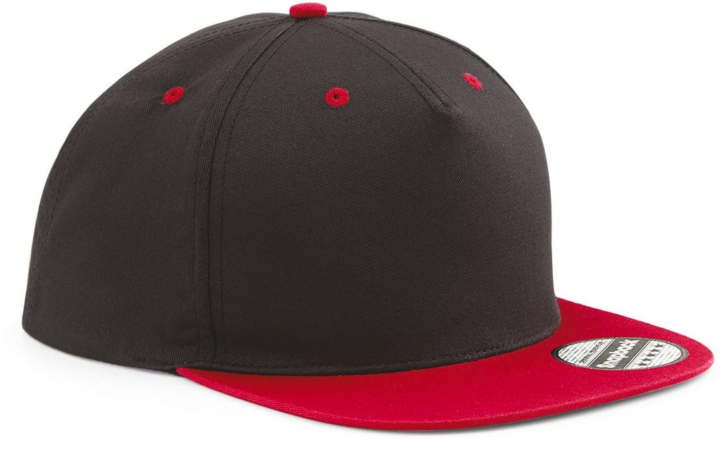 B610C - Casquette Snapback contrastée - 5 panneaux - Black_ClassicRed