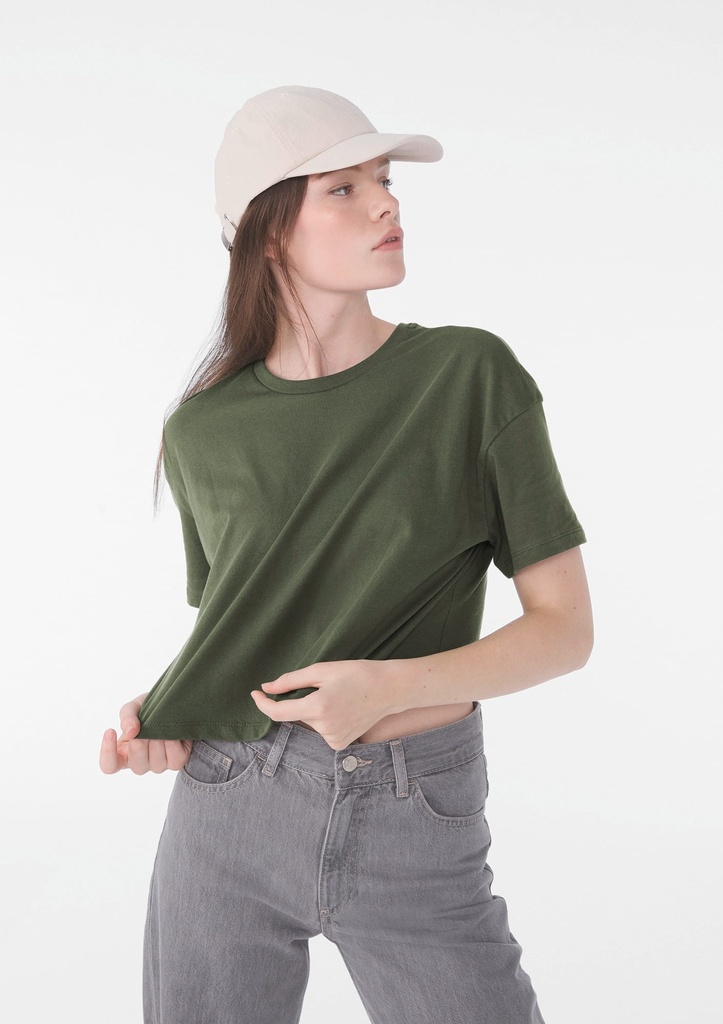 [BE6482-Mustard-S] BE6482 - T-shirt crop femme - Mustard (S)
