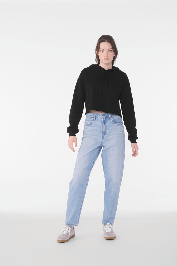 [BE7502-HeatherDust-S] BE7502 - Sweat-shirt crop à capuche femme - HeatherDust (S)