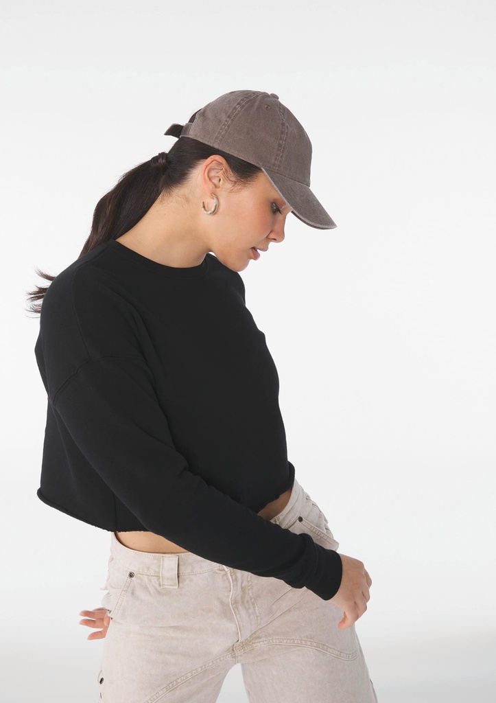 [BE7503-Black-S] BE7503 - Sweat-shirt crop femme - Black (S)