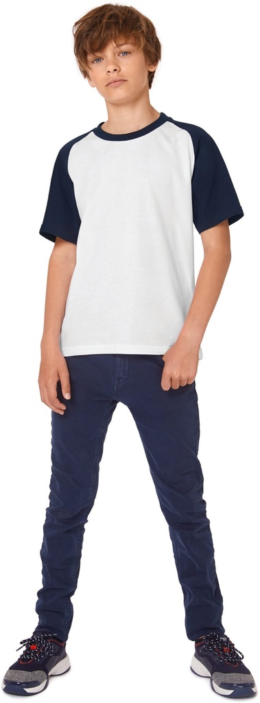 [CGTK350-White_Navy-7/8ans] CGTK350 - T-shirt enfant Baseball - White_Navy (7/8 ANS)