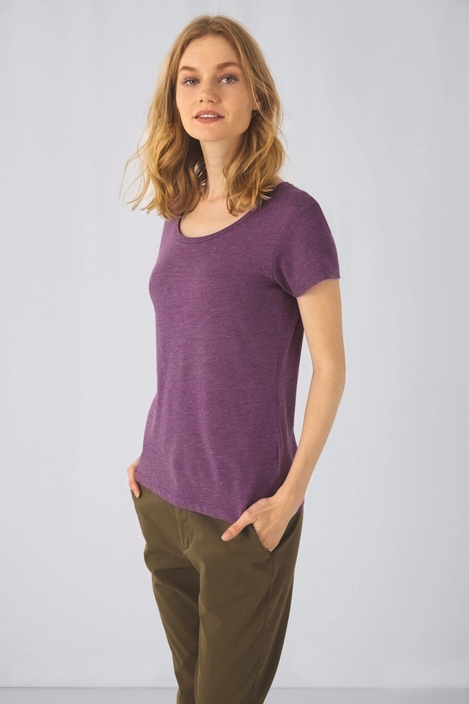 [CGTW056-HeatherLightGrey-XS] CGTW056 - T-shirt Triblend col rond Femme - HeatherLightGrey (XS)