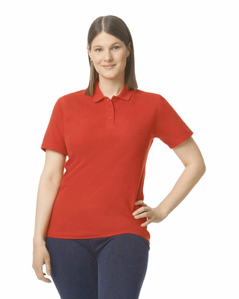 [GI64800L-Black-S] GI64800L - Polo Femme Softstyle Double Piqué - Black (S)