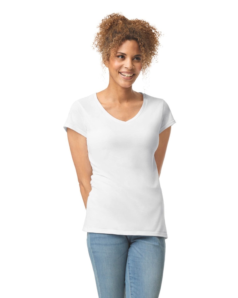 [GI64V00L-Navy-S] GI64V00L - T-shirt femme col v Softstyle - Navy (S)