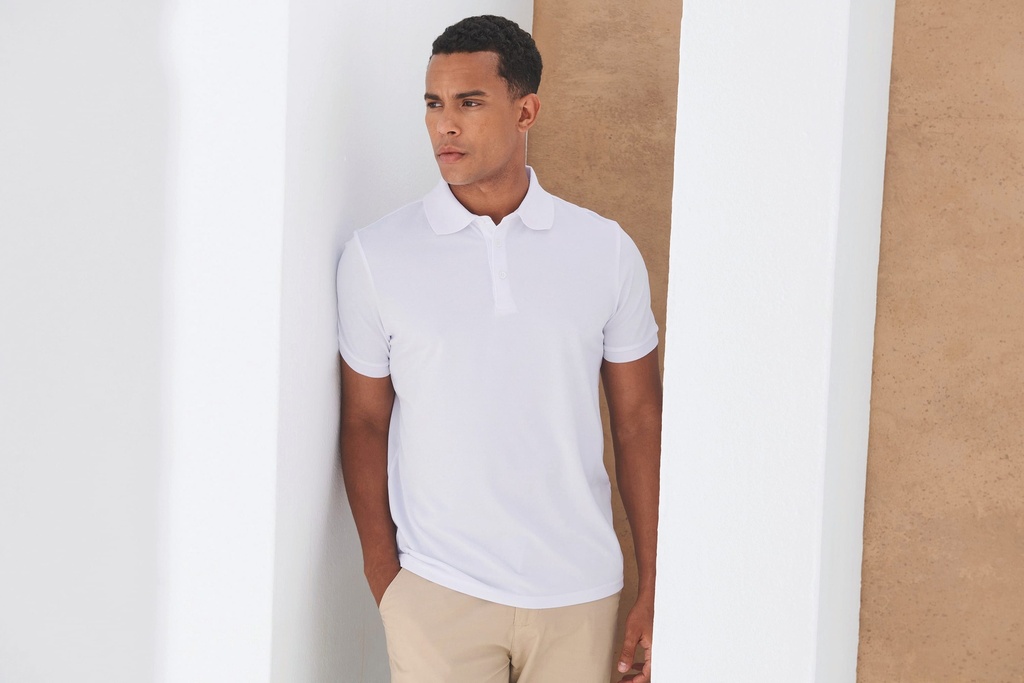 [H465-Black-XS] H465 - Polo homme polyester recyclé - Black (XS)