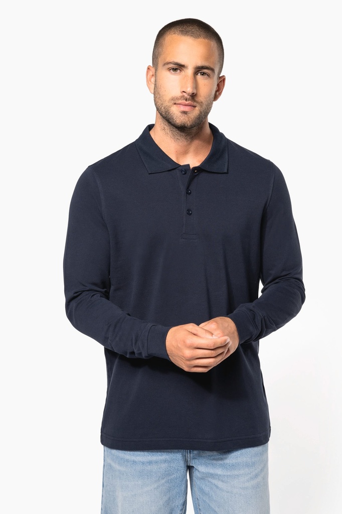 [K256-DarkGrey-S] K256 - Polo piqué manches longues homme - DarkGrey (S)
