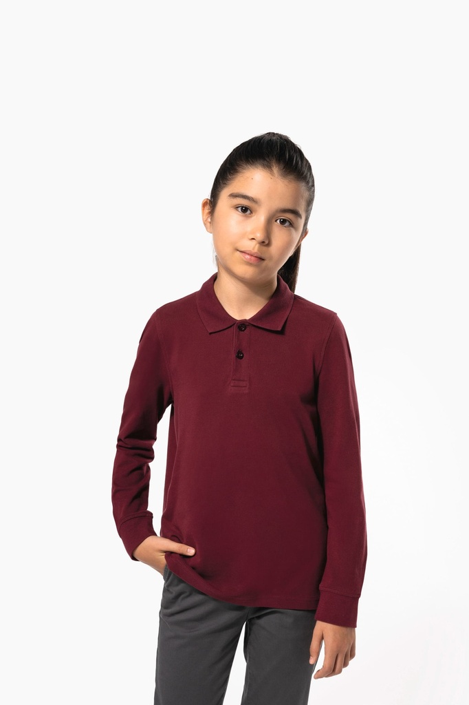 [K269-OxfordGrey-12/14ans] K269 - Polo manches longues enfant - OxfordGrey (12/14 ANS)