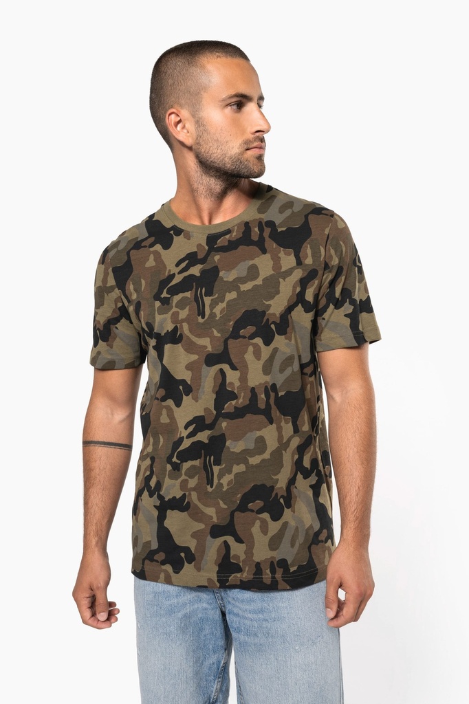 [K3030-OliveCamouflage-S] K3030 - T-shirt camo manches courtes homme - OliveCamouflage (S)