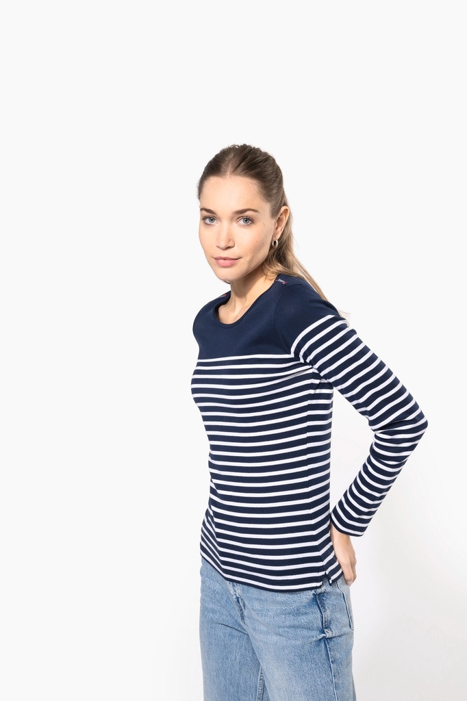 [K386-Navy_WhiteStripes-XS] K386 - Marinière manches longues femme - Navy_WhiteStripes (XS)