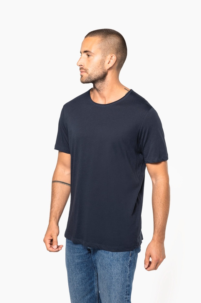 [K398-Navy-S] K398 - T-shirt Bio col à bords francs manches courtes homme - Navy (S)
