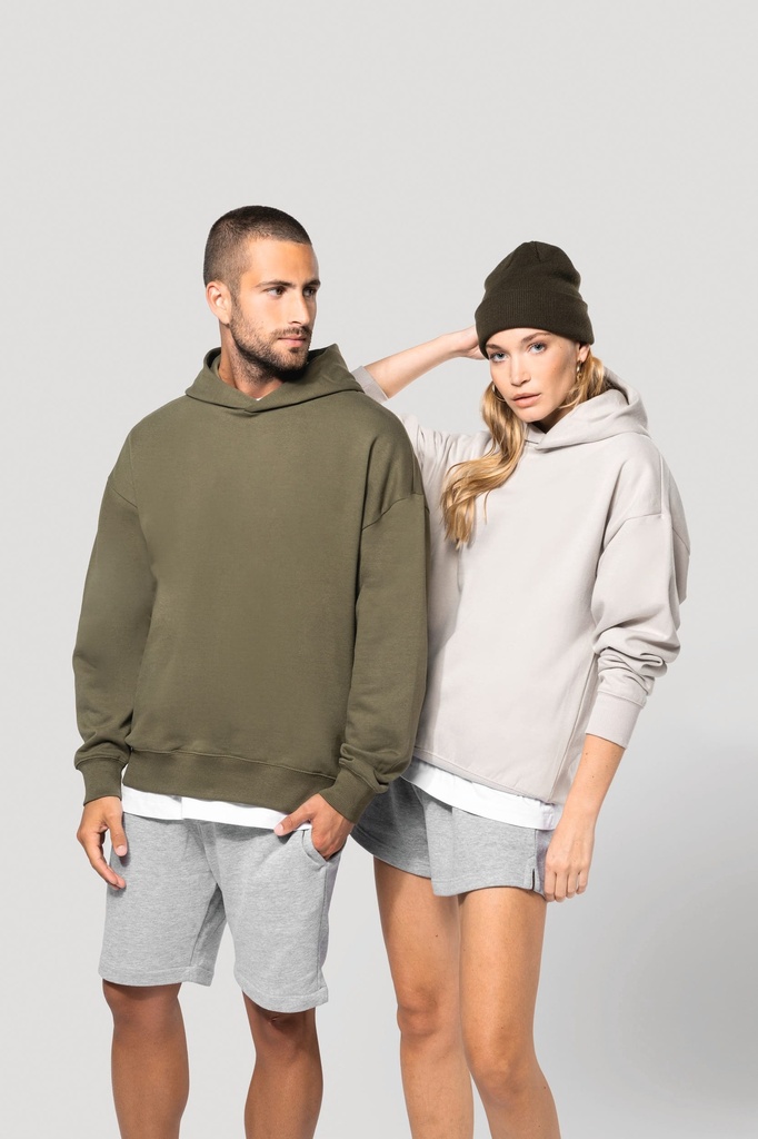 [K4018-Lightkhaki-2XS] K4018 - Sweatshirt à capuche molleton oversize unisexe - Lightkhaki (2XS)