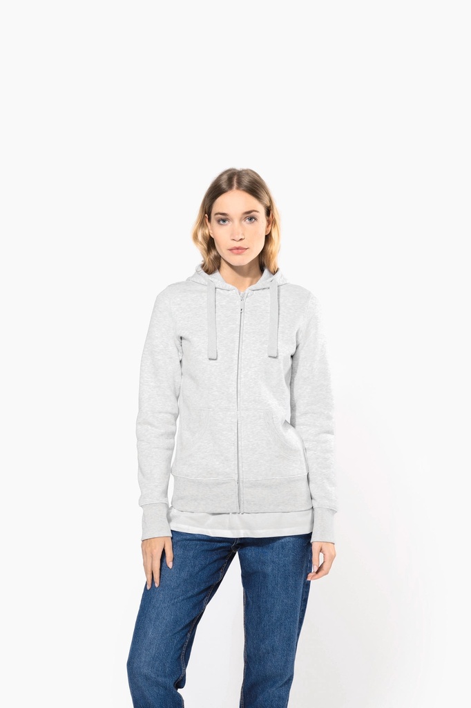 [K464-DarkKhaki-XS] K464 - Sweat-shirt zippé capuche femme - DarkKhaki (XS)