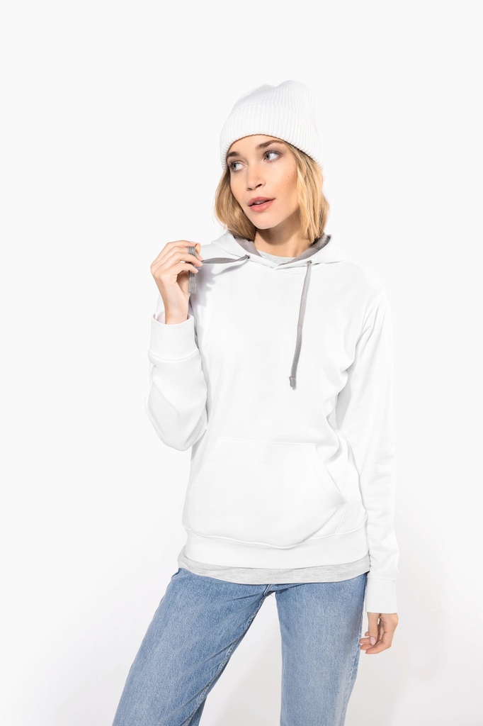 [K465-OxfordGrey_Navy-XS] K465 - Sweat-shirt capuche contrastée femme - OxfordGrey_Navy (XS)