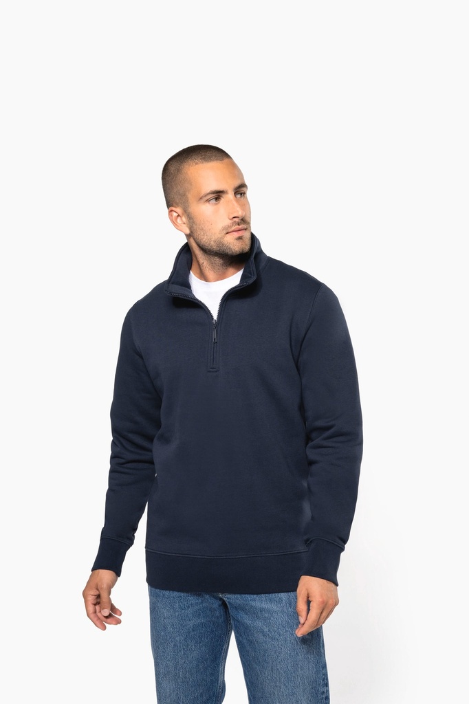 [K487-White-XS] K487 - Sweat-shirt col zippé homme - White (XS)