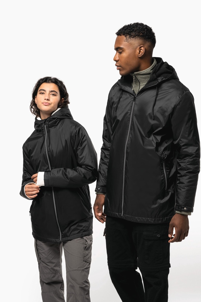 [K6153-Navy-XS] K6153 - Veste à capuche avec doublure en micropolaire unisexe - Navy (XS)