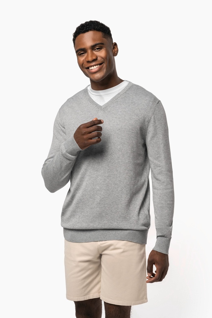 [K980-Black-S] K980 - Pull col en V écoresponsable homme - Black (S)