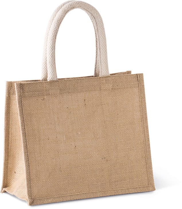 [KI0273-Black_Silver-OneSize] KI0273 - Sac style cabas en toile de jute - modèle moyen - Black_Silver