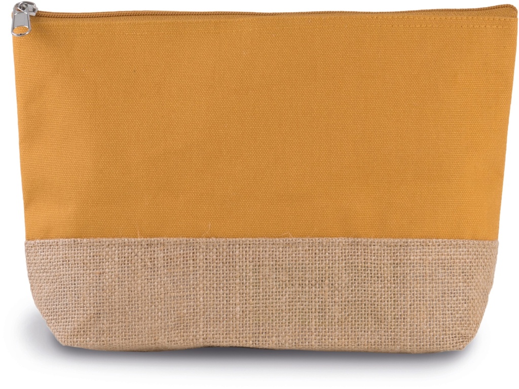 [KI0276-LightSand_Natural-OneSize] KI0276 - Pochette en toiles de coton et jute - LightSand_Natural
