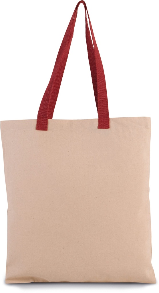 [KI0277-Natural_Magenta-OneSize] KI0277 - Sac shopping plat en toile avec poignées contrastées - Natural_Magenta