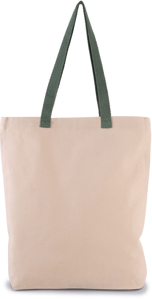 [KI0278-Natural_CherryRed-OneSize] KI0278 - Sac shopping à soufflet avec poignées contrastées - Natural_CherryRed