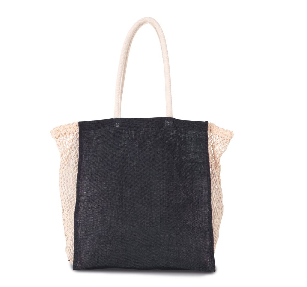 [KI0281-Navy_Natural-OneSize] KI0281 - Sac shopping avec soufflet en filet - Navy_Natural