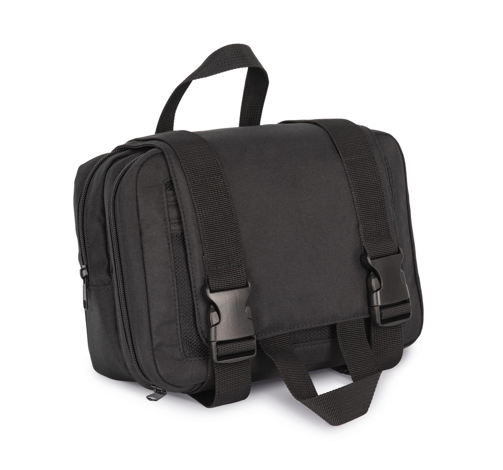 [KI0370-Black-OneSize] KI0370 - Trousse de toilette recyclée avec double compartiment - Black