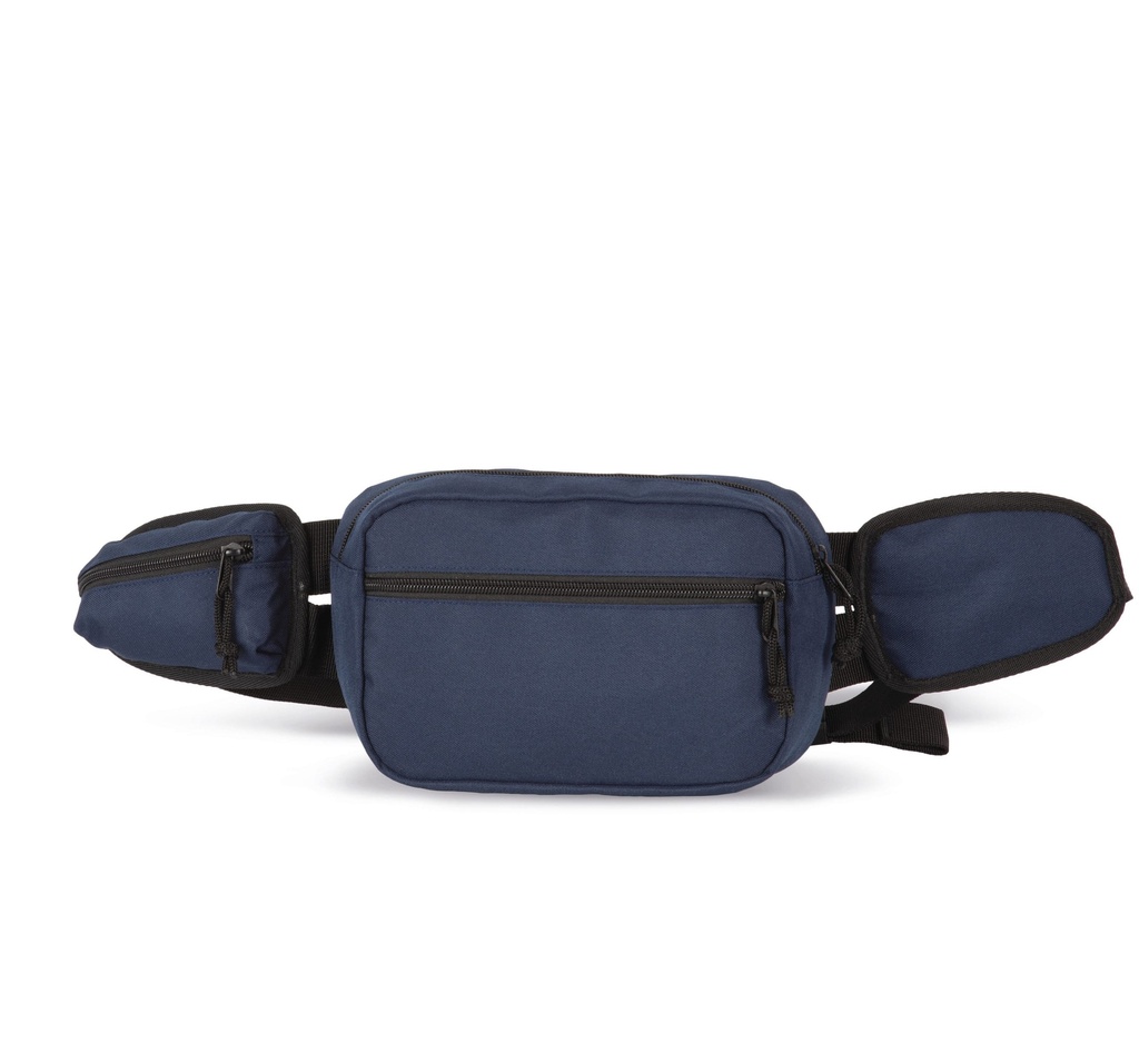 [KI0371-Black-OneSize] KI0371 - Sac banane recyclé grand format avec pochette latérale - Black